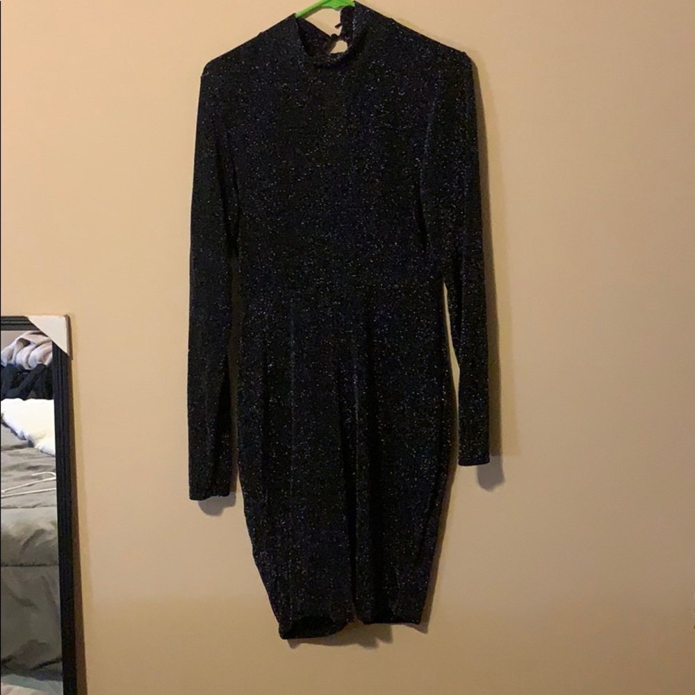 Black glitter long sleeve unitard